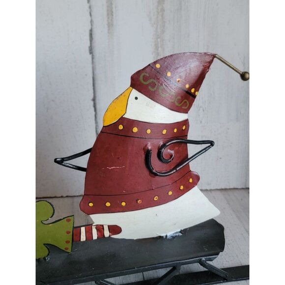 Toboggan foreside penguin rustic metal sledding home decor Xmas - Picture 6 of 10